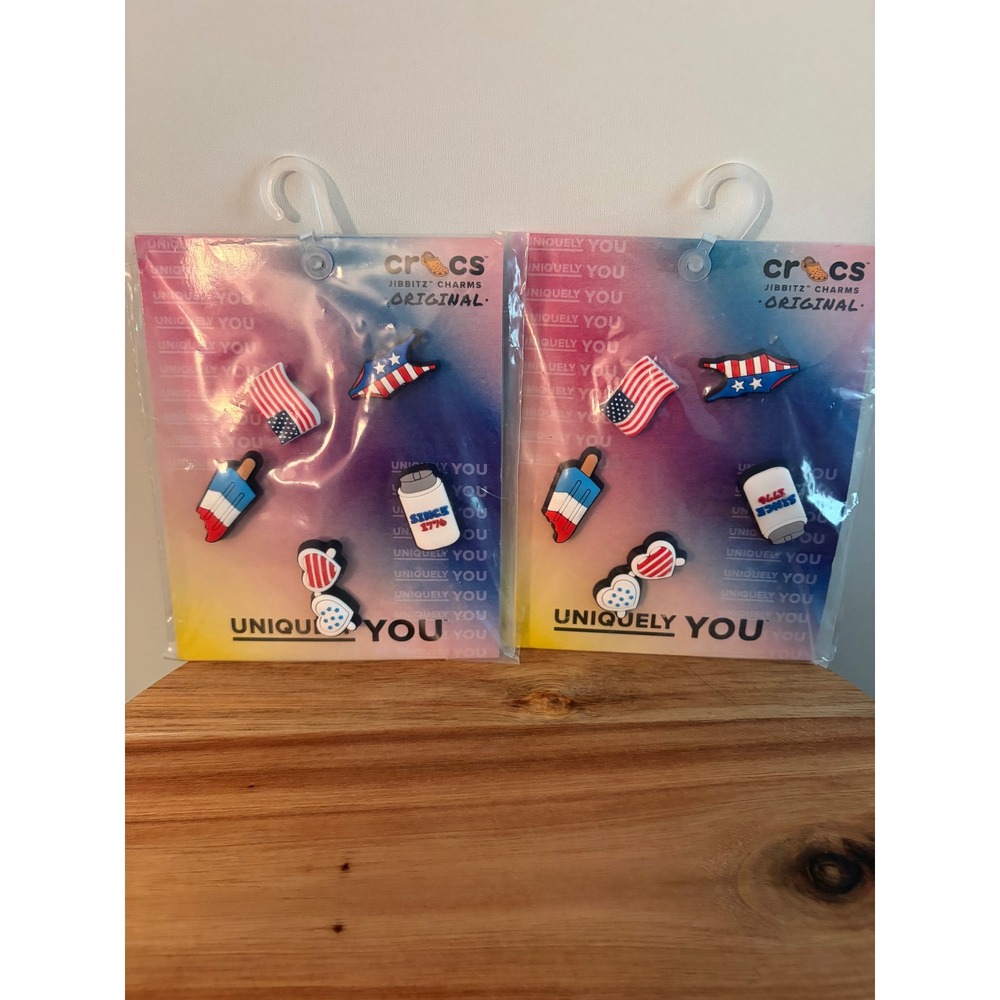 Uniquely You Crocs Jibbitz Charms Pack of 2 USA 4th July NEW Sealed